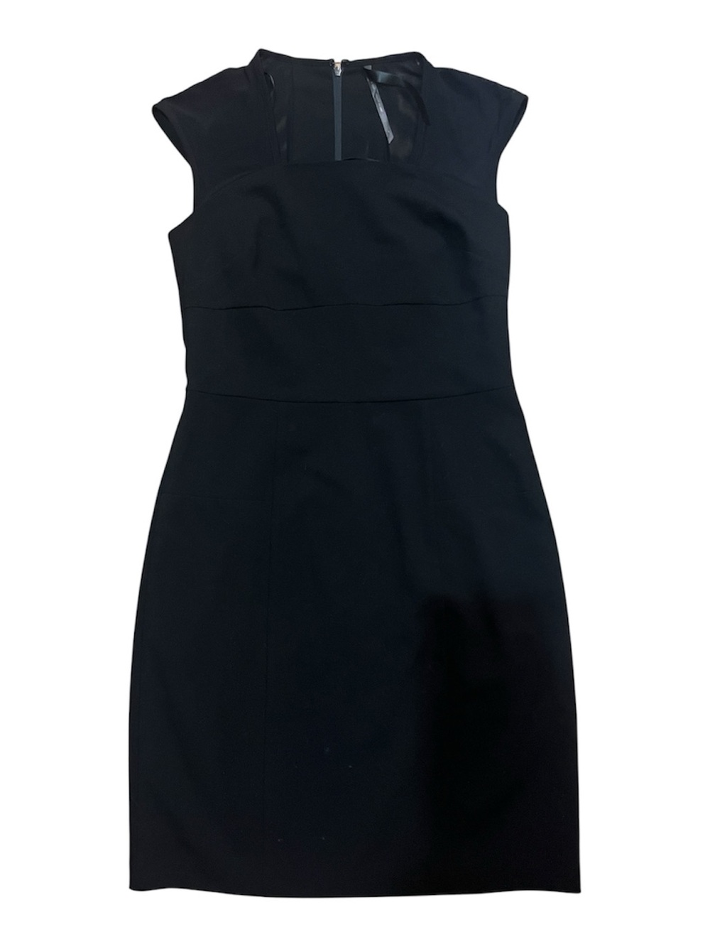 Black square neck sleeveless mesh midi dress